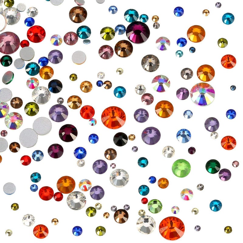 AD Beads 1440 Pieces Mixed Size No Hotfix Glue on Quality Glass Flatback Rhinestones Round Crystal Gems (32 Mixed Color) - Image 2